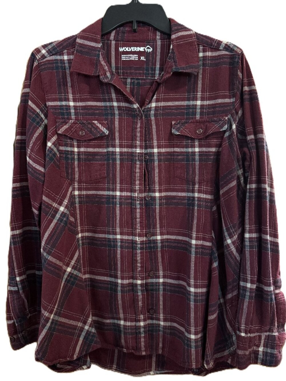 🔥 Wolverine Men's Maroon Plaid Lightweight Flannel Shirt XL - MINT 🔥